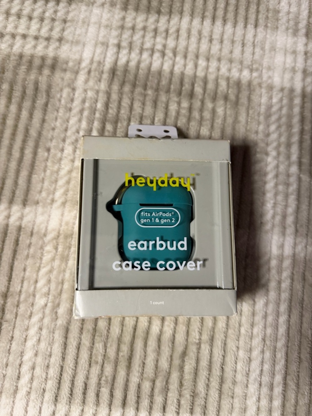 heyday Teal Earbud Case Cover with Clip for AirPods Gen 1 & 2